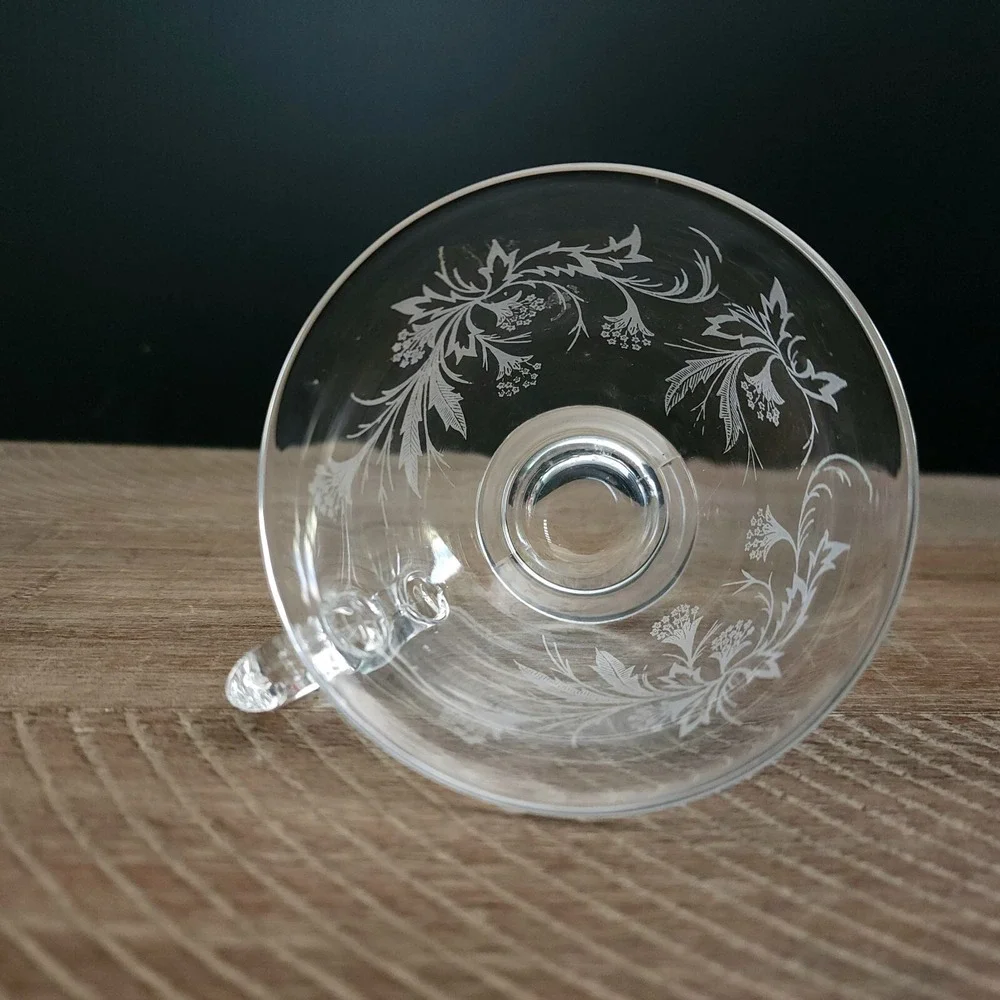 Fostoria Heather Tea Cups Etched Crystal Set of‎ 4